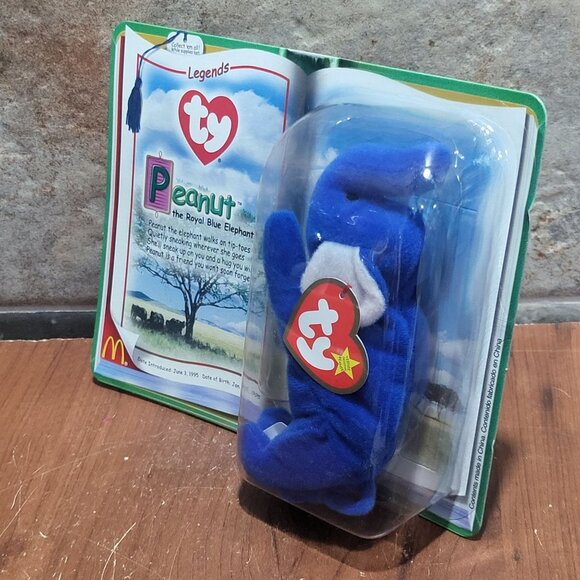 Peanut The Royal Blue Elephant Ty Teenie Beanie Baby Legend McDonalds Plush 1995 - Picture 8 of 9
